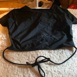 Black backless swim top